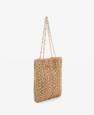 Mango Women's Metal Rings Natural Fiber Bag