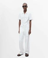 Mango Women's Belted Denim Jumpsuit