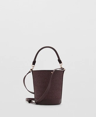 Mango Women's Small Raffia Bucket Bag