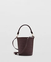 Mango Women's Small Raffia Bucket Bag