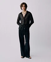 Mango Women's Bow Straight-Fit Linen Pants