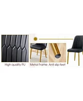 Elegant 47" Snow Mountain Dining Table Set with 4 Black Pu Chairs