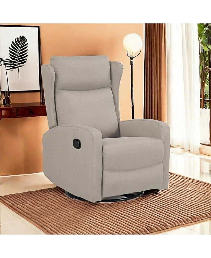 Rocking Swivel Recliner Chair for Living Room, 360 Degree Swivel, Adjustable Modern Reclining Chair, Classic and Traditional Recliner Sofa with Lumbar