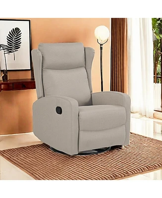 Rocking Swivel Recliner Chair for Living Room, 360 Degree Swivel, Adjustable Modern Reclining Chair, Classic and Traditional Recliner Sofa with Lumbar