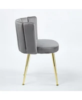 Modern Velvet Dining Chair (Set of 2) with Golden Legs