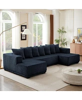 Chenille U-Shaped Sectional Sofa Set,Minimalist Style Modular Sectional Sofa