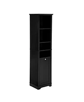 64" Bathroom Storage Cabinet with Laundry Hamper and Adjustable Shelves