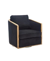 Corduroy Swivel Barrel Chair for Home & Office (Black)
