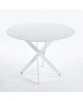 42" Mid-Century Dining Table with Round Mdf Top and Pedestal Base