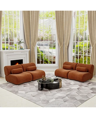 L-Shaped Orange Modular Sofa Set – High Comfort Chenille Fabric Sofa, Ideal for Modern Living Room and Lounge Areas, Freely Arrangeable, Simple