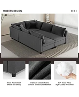 Minimalist 86" Sectional Sofa Bed with Pillows (6-Seat Convertible)