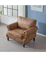 40" Nailhead Trim Sofa, 22" Deep Seat, Faux Leather