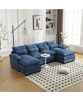 Modern Large chenille Fabric U-Shape Sectional Sofa