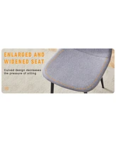 Light Gray Linen Dining Chairs (Set of 4) - Black Metal Legs