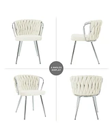 Modern White Linen Dining Chair (Set of 2)