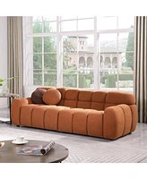 Light Brown Boucle 3-Seater Marshmallow Sofa