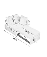 Convertible Sofa Bed with Adjustable Backrest and Wheels, Blue