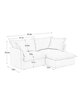 Cream Chenille Sectional Sofa with Ottoman and Pillows
