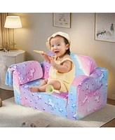 2-in-1 Kids Modular Sleeper Sofa: Convertible Comfy Lounger, Small Pink