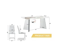 Pandora Sintered Stone Table (63" L) with 6 Pu Chairs