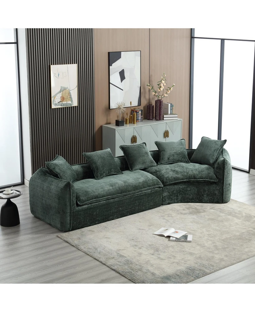 Modular Sectional Sofa, U-Shaped Couch with Sofa for five & Pillows, Modern Minimalist chenille Fabric Large Comfy Cloud Sofas, Living Room Furniture