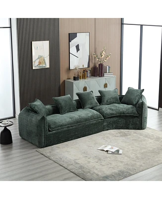 Modular Sectional Sofa, U-Shaped Couch with Sofa for five & Pillows, Modern Minimalist chenille Fabric Large Comfy Cloud Sofas, Living Room Furniture