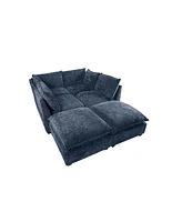 130" Inch Modular Sectional Sofa, Linen Fabric Couch Set with Convertible Ottoman,U shaped sofa,comfortable,Freely Combinable Sofa for Living Roo