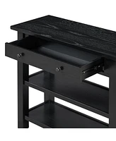 Retro Console Table with Drawer and Two Sturdy Shelves for Entryway, Living Room (Black