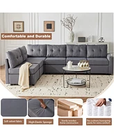 Velvet modular combination sofa with storage, living room combination sleeper sofa (Gray