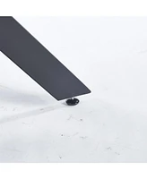 Modern Round Dining Table, Mdf Top with Black Cross Metal Legs, Space-Saving, 90x90x75cm