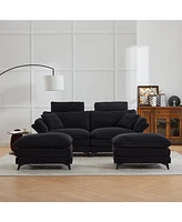 Cloud Comfort Sectional Sofa with Ottomans (85.8", Black