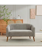 Modern Corduroy Loveseat Sofa, 2-Seat with Walnut Legs