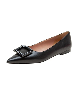 Nolene | Resin Buckle Pointy Toe Flats