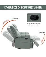 Manual Recliner Chair with Rocker and Swivel in Fabric for Living Room, Green