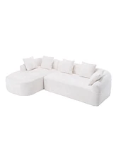 Boucle Sofa 3 Seater for Living Room Oversized Comfy Sofa L-Shape Sofa Couch with Chaise Home Furniture Sleeper Sectional Sofa for Apartment, Office L
