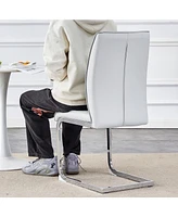 Arch Dining Chairs - Light Gray Pu, Silver Legs - Set of 6