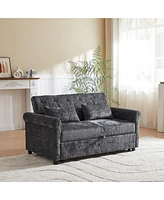 Upholstered Sofa Bed - Chenille Loveseat with Adjustable Back