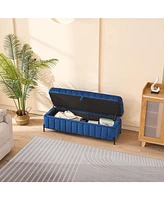 49.21"Wide Velvet Storage Soft Bench for Living Room, Entryway and Bedroom. Navy