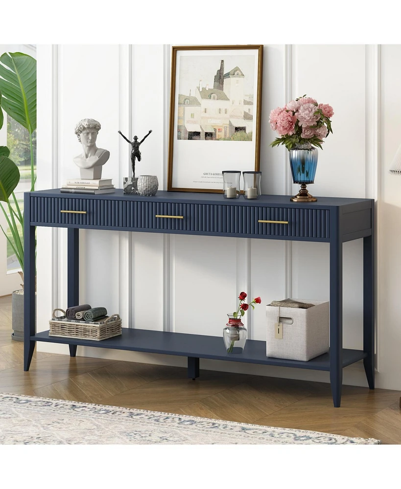 High-Quality Entryway Console Table with Vertical Stripe Drawers, Long Legs,Suitable for Entryway, Hallway, Living Room, Foyer