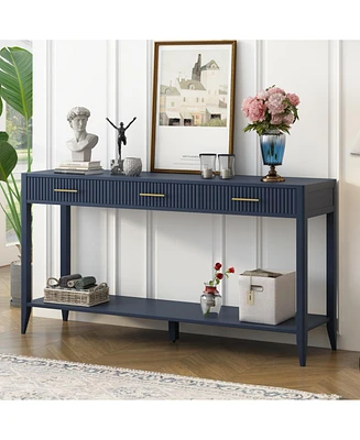 High-Quality Entryway Console Table with Vertical Stripe Drawers, Long Legs,Suitable for Entryway, Hallway, Living Room, Foyer