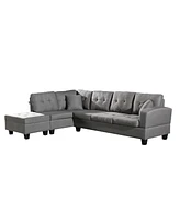 Fabric left Chaise Living Room Sofa Set with Storage Ottoman