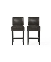 26-inch Brown Leather Counter stools (Set of 2)