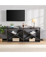 70.87" X-Shape Farmhouse Console Table with Storage