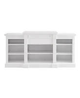 Media Console Table with Large Storage Cabinet, Modern Tv Media Entertaionment Stand, White, 65.75"W17"D32.48"H