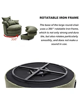 Modern 360 Swivel Barrel Chair with 4 Pillows (Green)