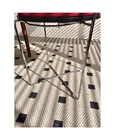 Modern Chrome Frame Folding Chair with Wood Back