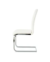 Glass Dining Table and White Pu Chairs Set (5)