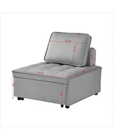 Modern Velvet Convertible Sofa Bed with Removable Backrest