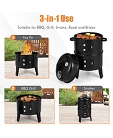 3-in-1 Charcoal Bbq Grill Cambo with Built-in Thermometer