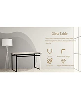 Rectangular Glass Dining Table for 4-6,51" W x 27"D x 30" H